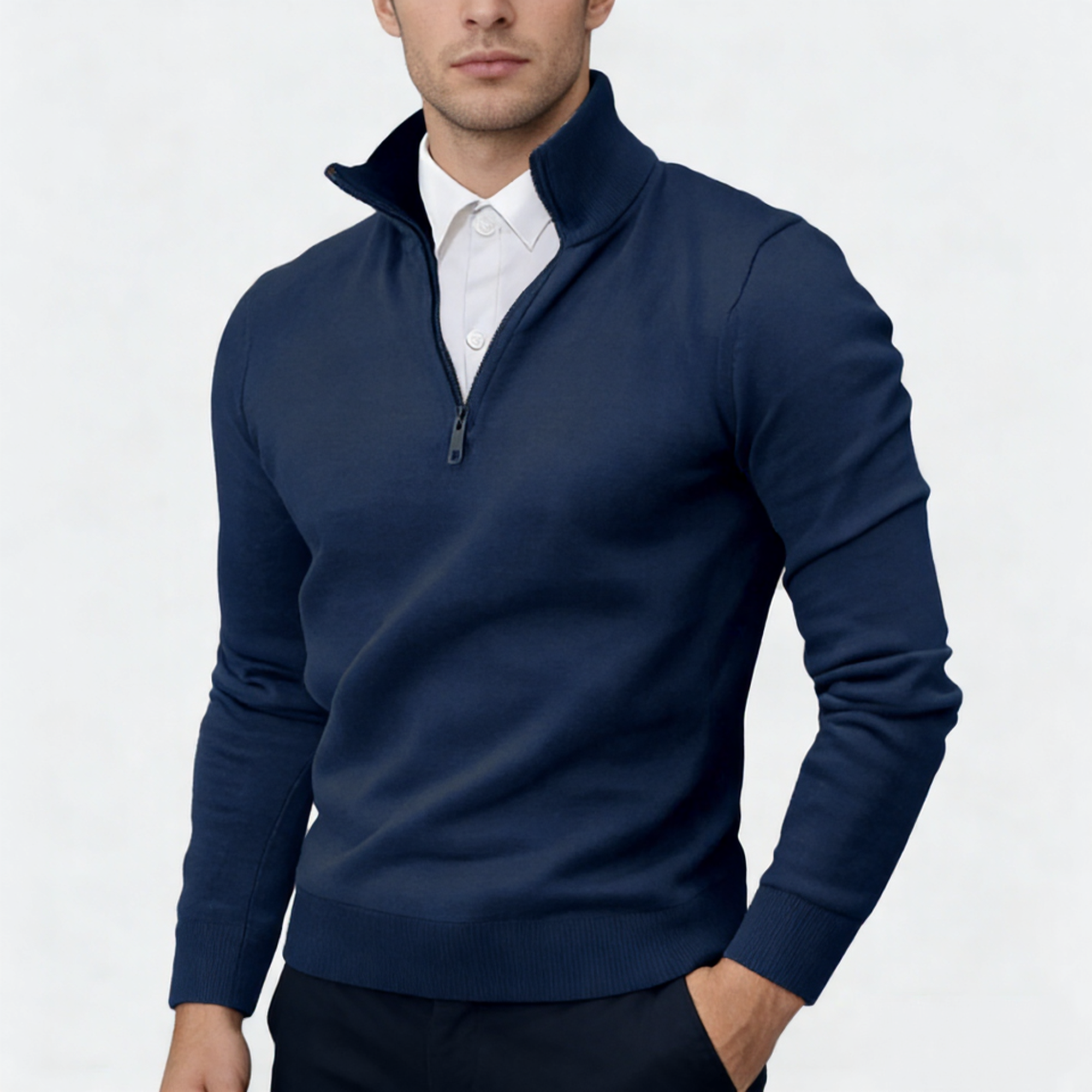 Gentleman's Business Three-Quarter Zip Sweater