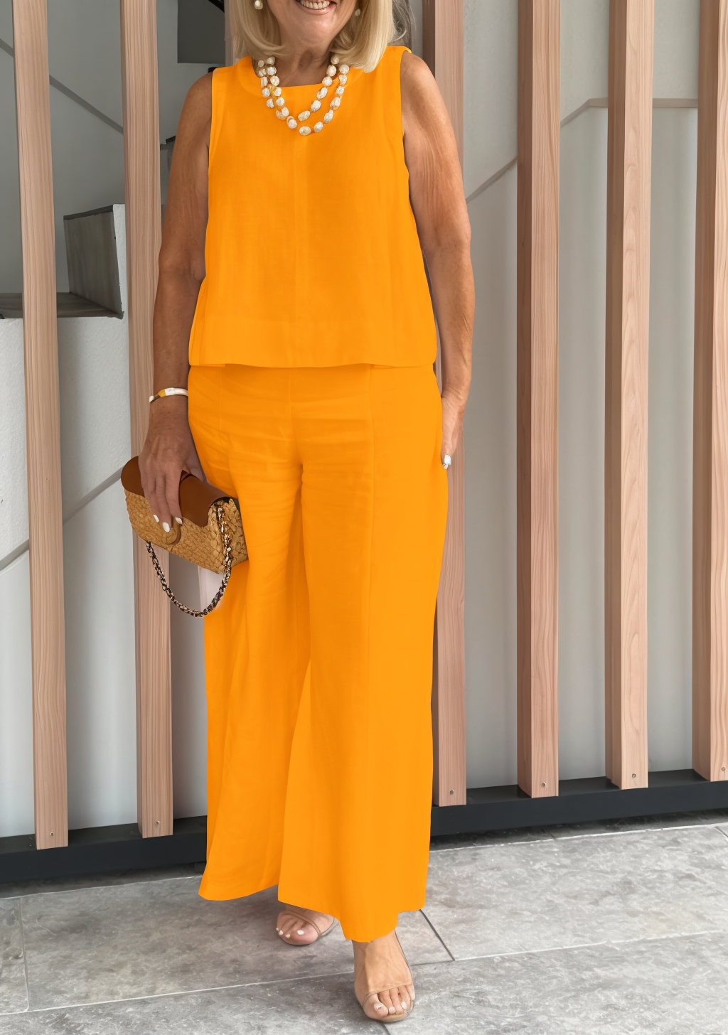 Women's Cotton & Linen Casual Button Suit