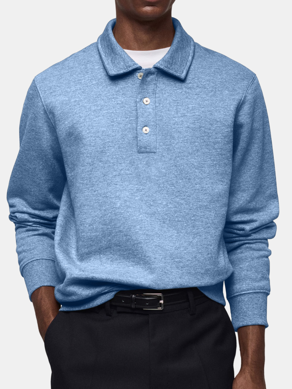 Men's Casual Daily Solid Color Lapel Button-up Polo Shirt