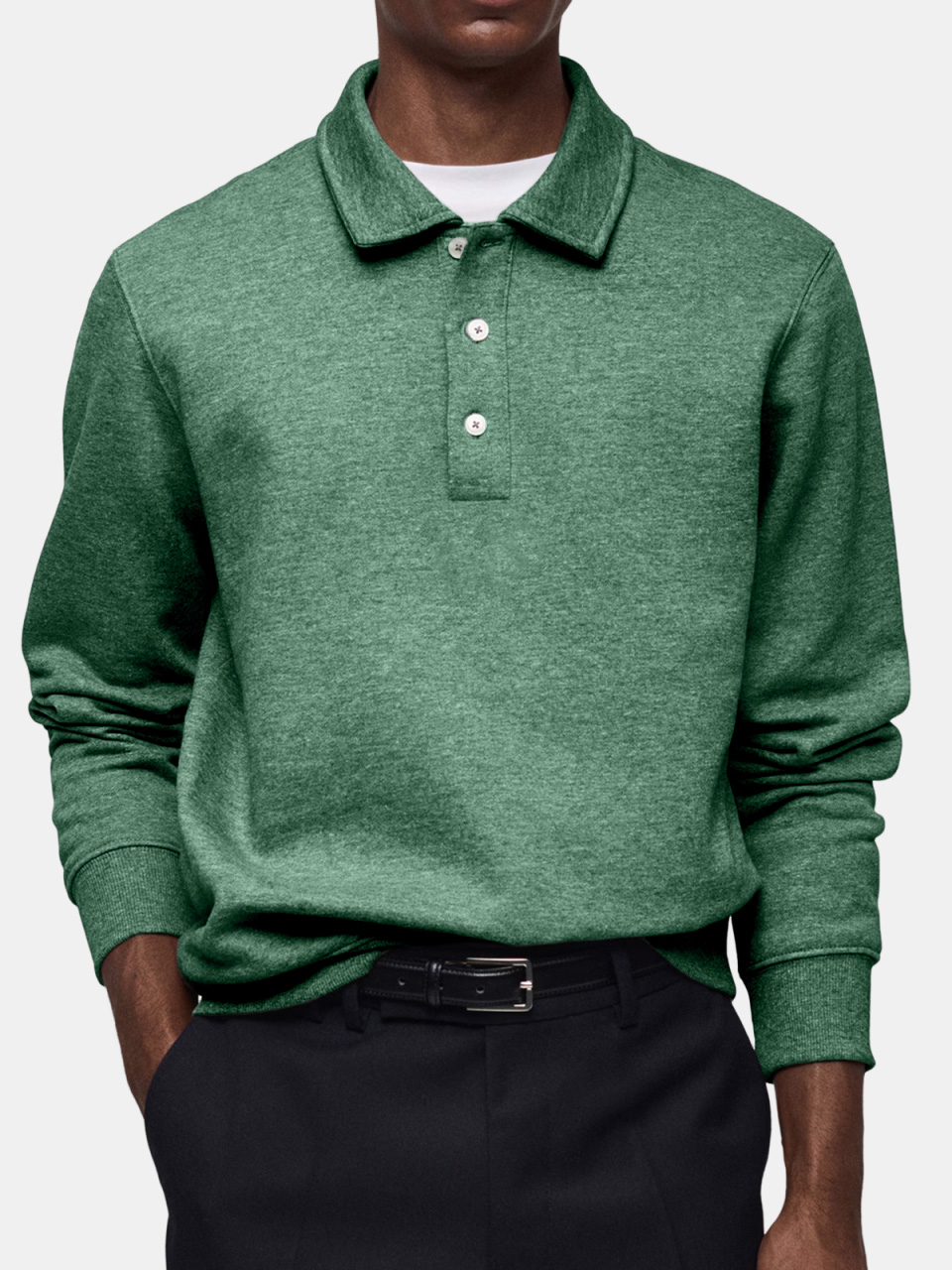 Men's Casual Daily Solid Color Lapel Button-up Polo Shirt