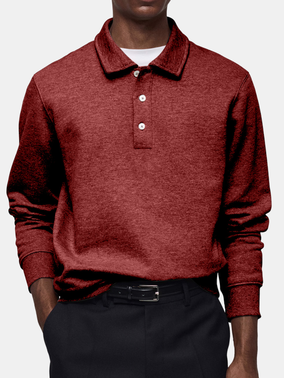 Men's Casual Daily Solid Color Lapel Button-up Polo Shirt