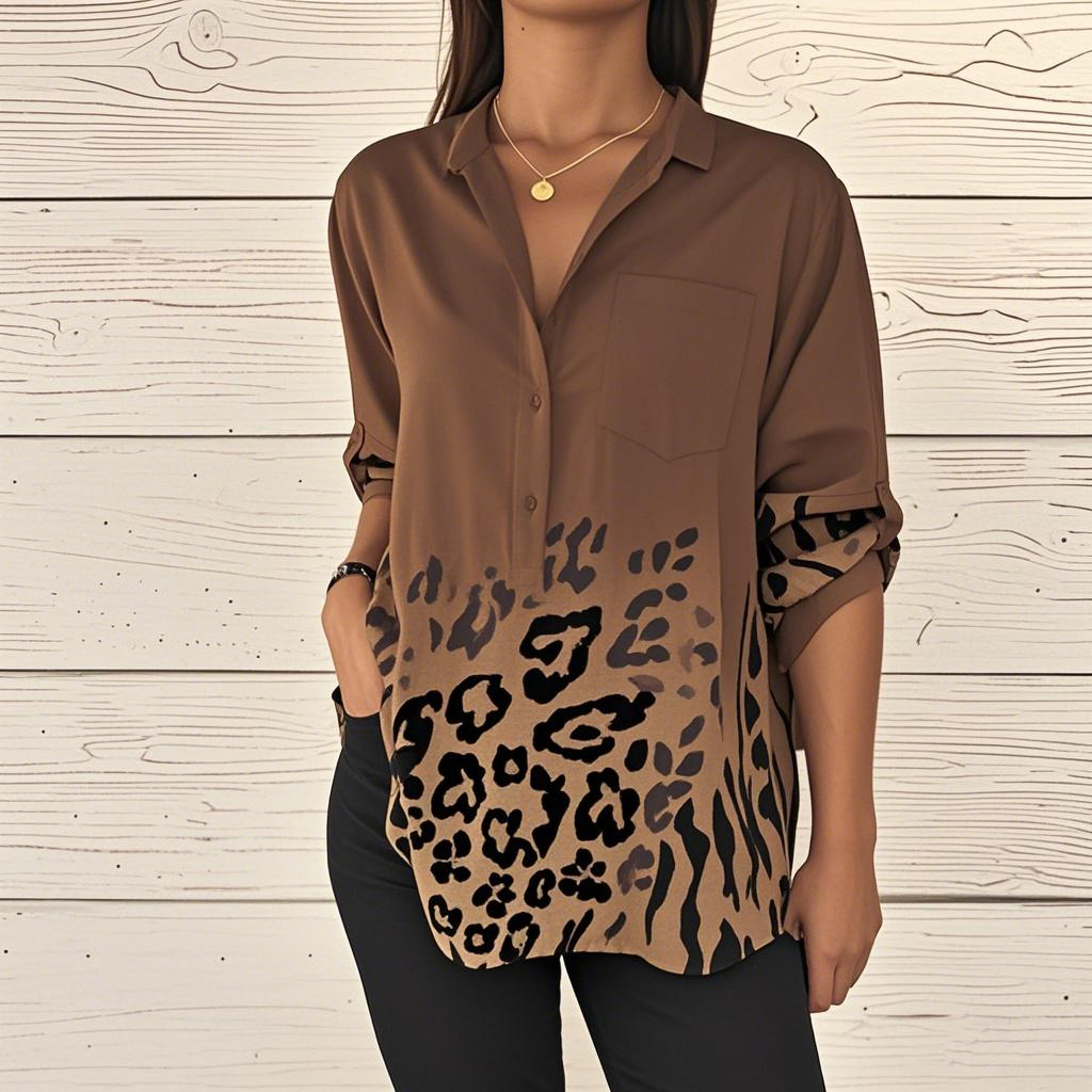 Women's Casual Cotton Linen Print Tops