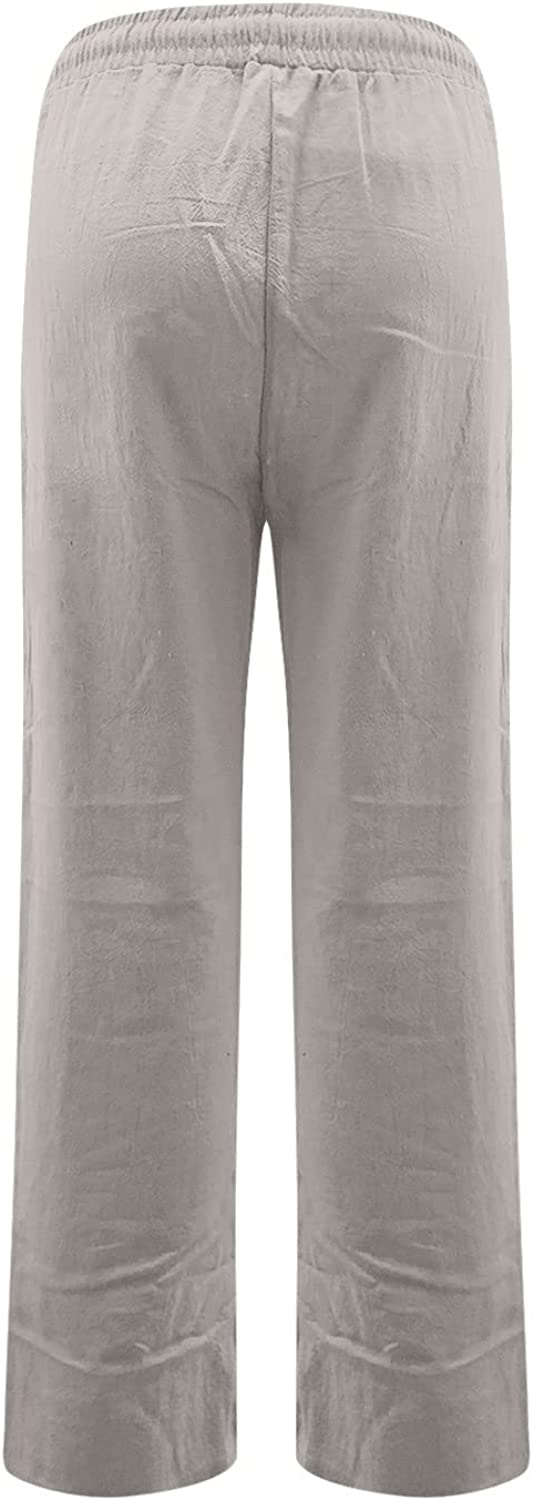 BDNXTV Casual Pants for Women, Women Drawstring Slim Fit Pant Pockets Lightweight Breathable Solid Color Summer Trousers