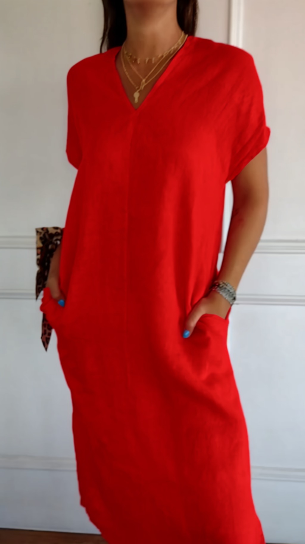 Women's Casual Relaxed Linen Dress With Pocket