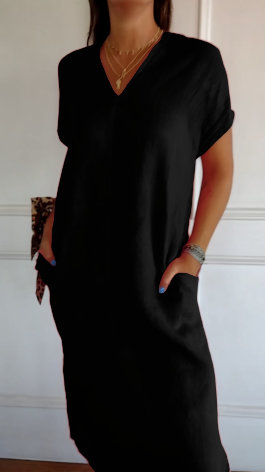 Women's Casual Relaxed Linen Dress With Pocket