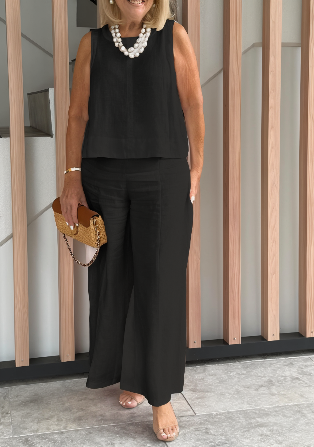 Women's Cotton & Linen Casual Button Suit