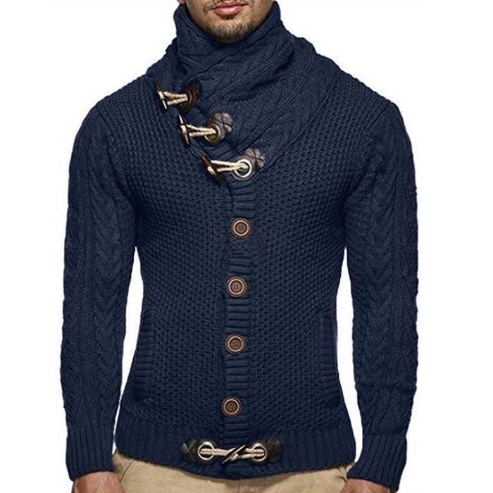 Men's Casual Scarf Jacket Pocket Sweater