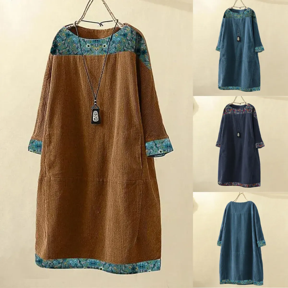 Women's round neck A-line casual skirt dress-BUY 3 FREE SHIPPING