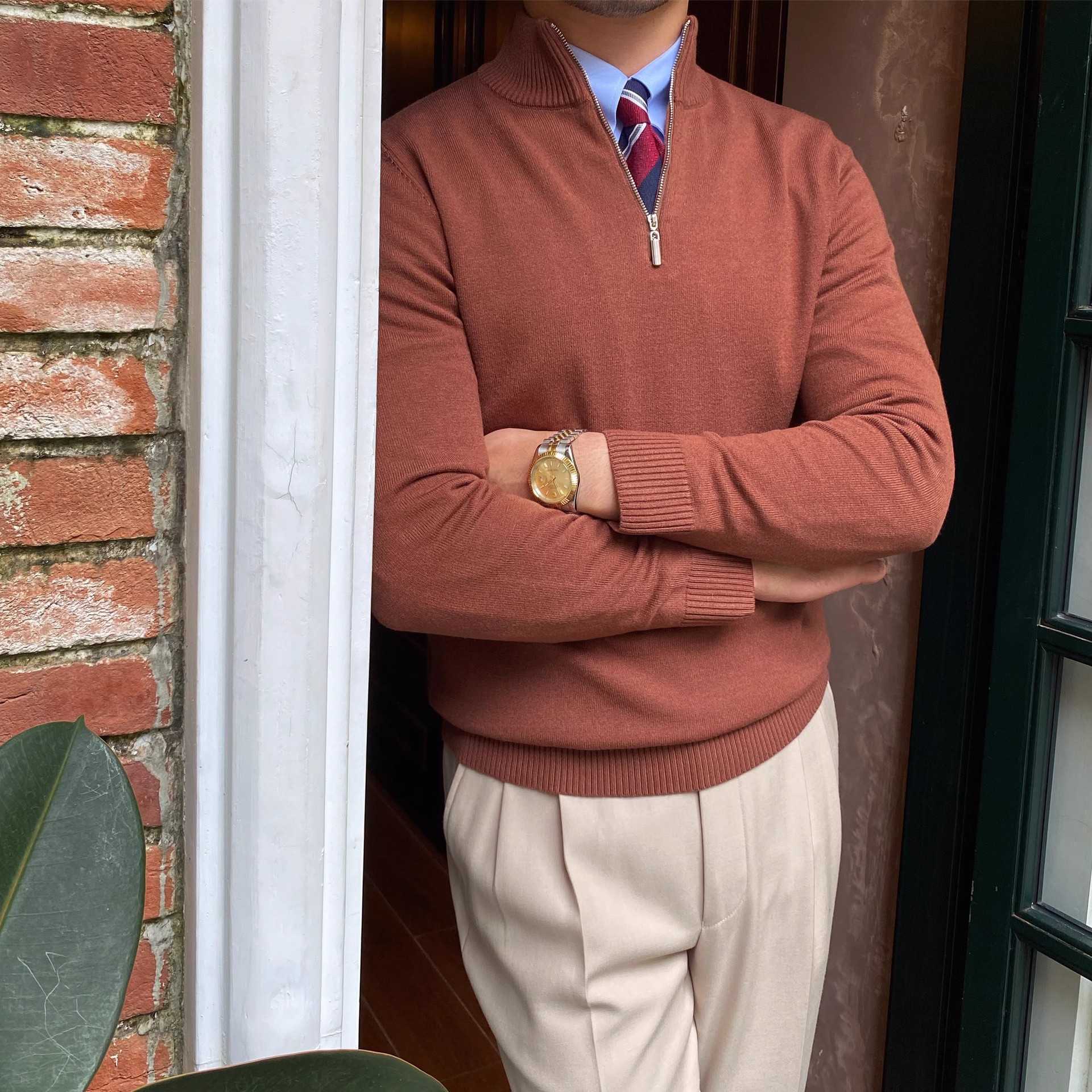 Gentleman's Business Three-Quarter Zip Sweater