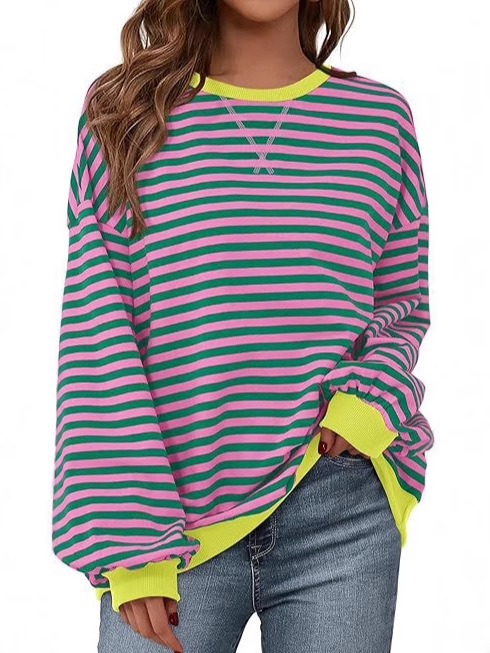 2024 Fall Clothes Long Lantern Sleeve Soft Loose Crew Neck Sweatshirts