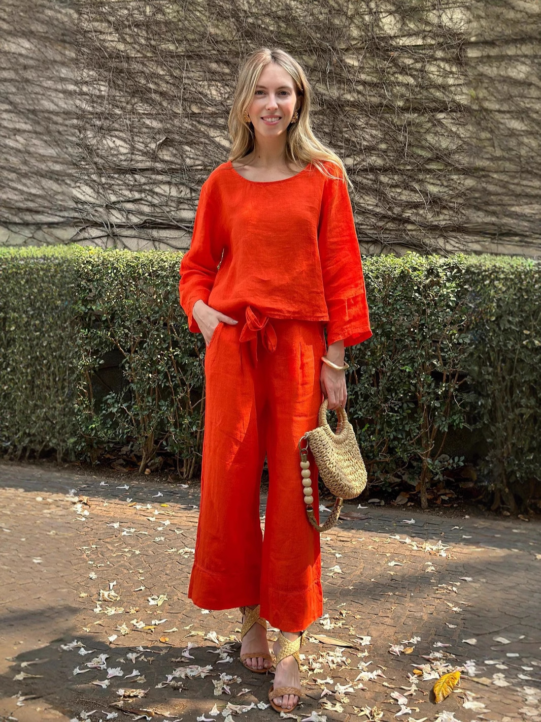 2024 Fall Long-sleeved linen 2 piece suit