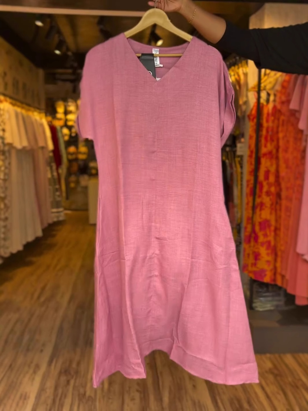 Solid Color Linen Dress With Pockets