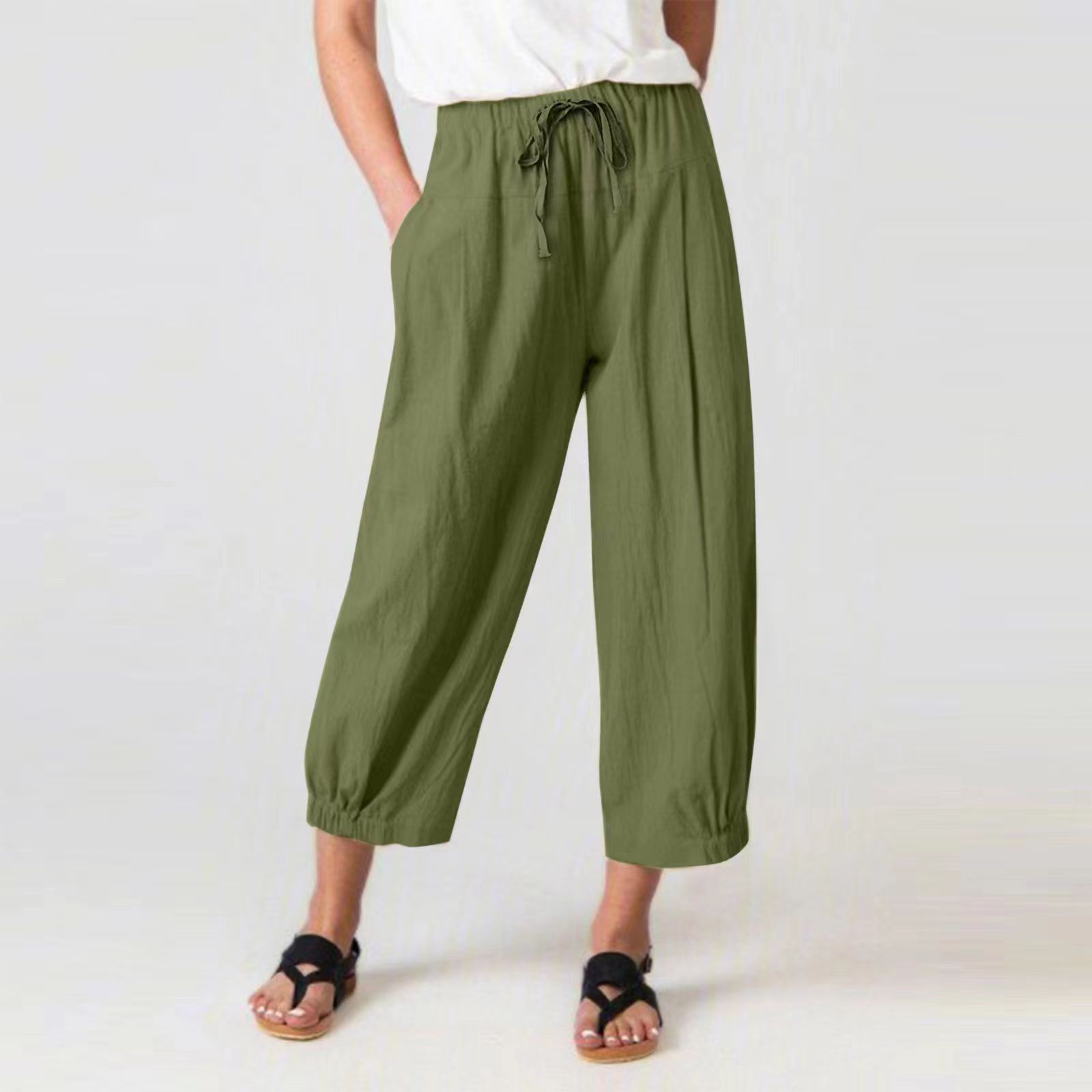 WOMEN'S SUMMER CAPRI WIDE LEG FLOWER PANTS