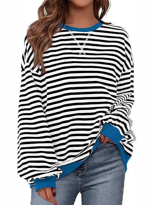 2024 Fall Clothes Long Lantern Sleeve Soft Loose Crew Neck Sweatshirts