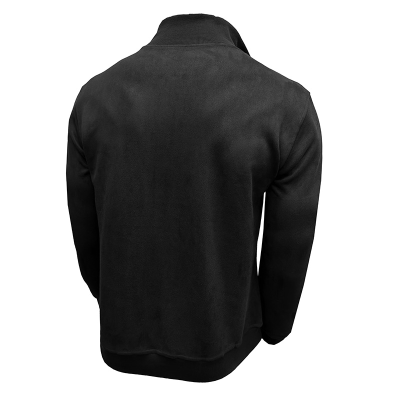 Gentleman's Business Loose Henry Collar Suede Zipper Polo