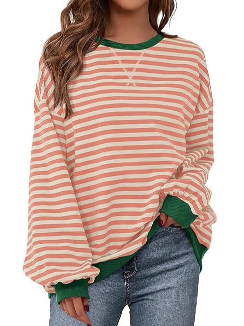 2024 Fall Clothes Long Lantern Sleeve Soft Loose Crew Neck Sweatshirts