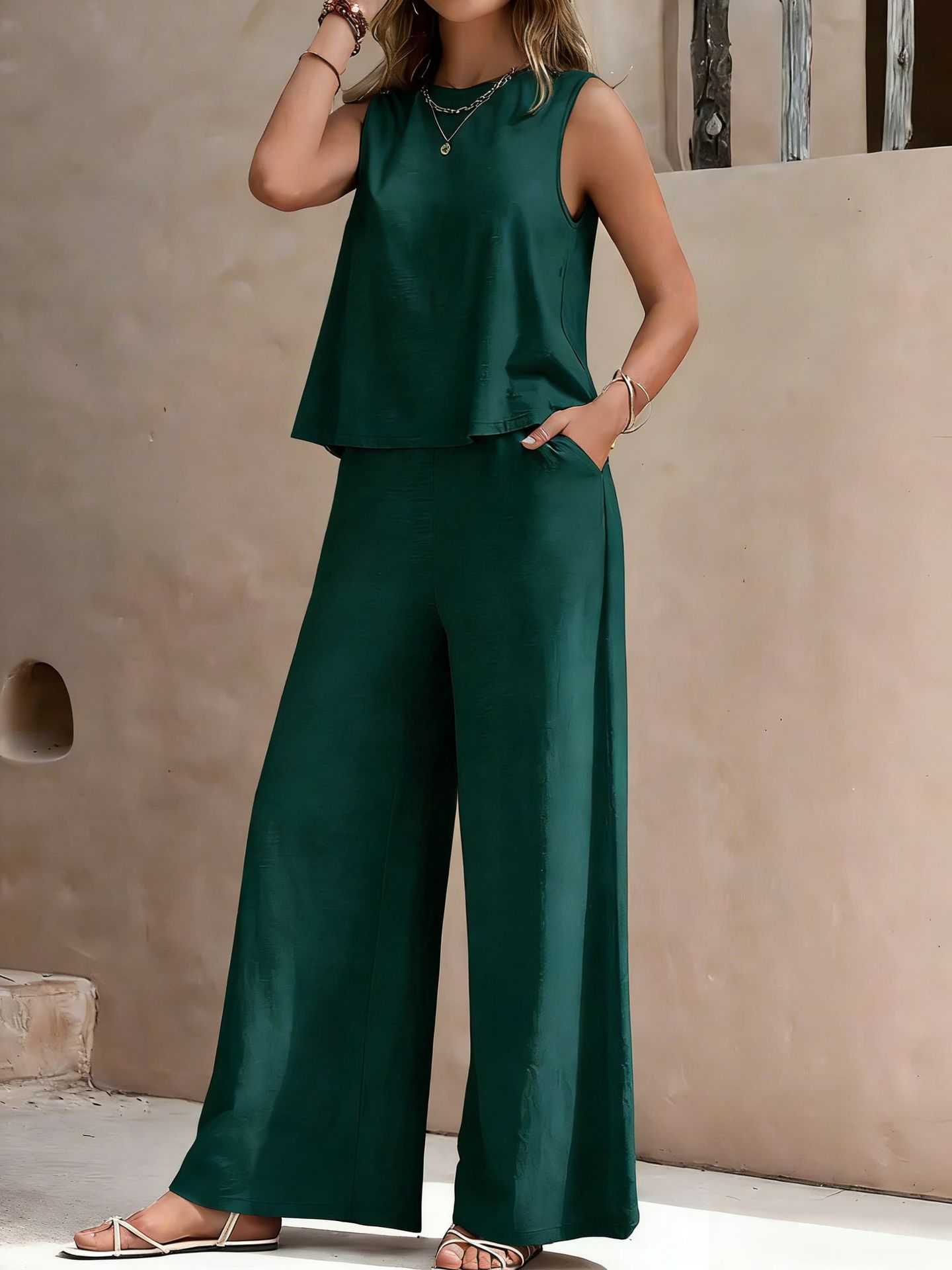 Pocketed Tummy & Hip Hiding Flattering 2-Piece Set