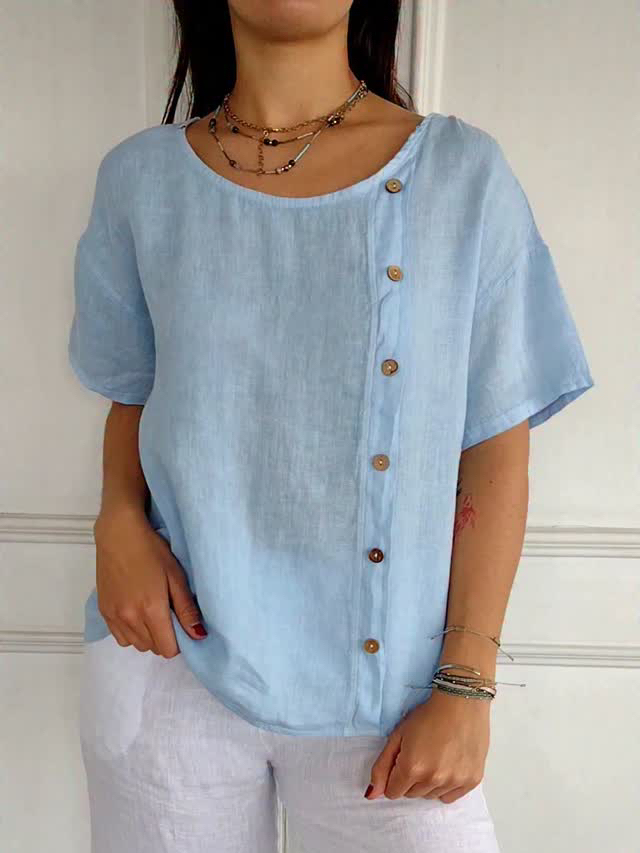 Women's Casual Side Buttons Tops