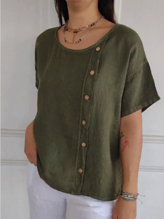 Women's Casual Side Buttons Tops
