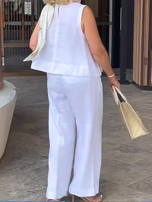 Women's Cotton & Linen Casual Button Suit