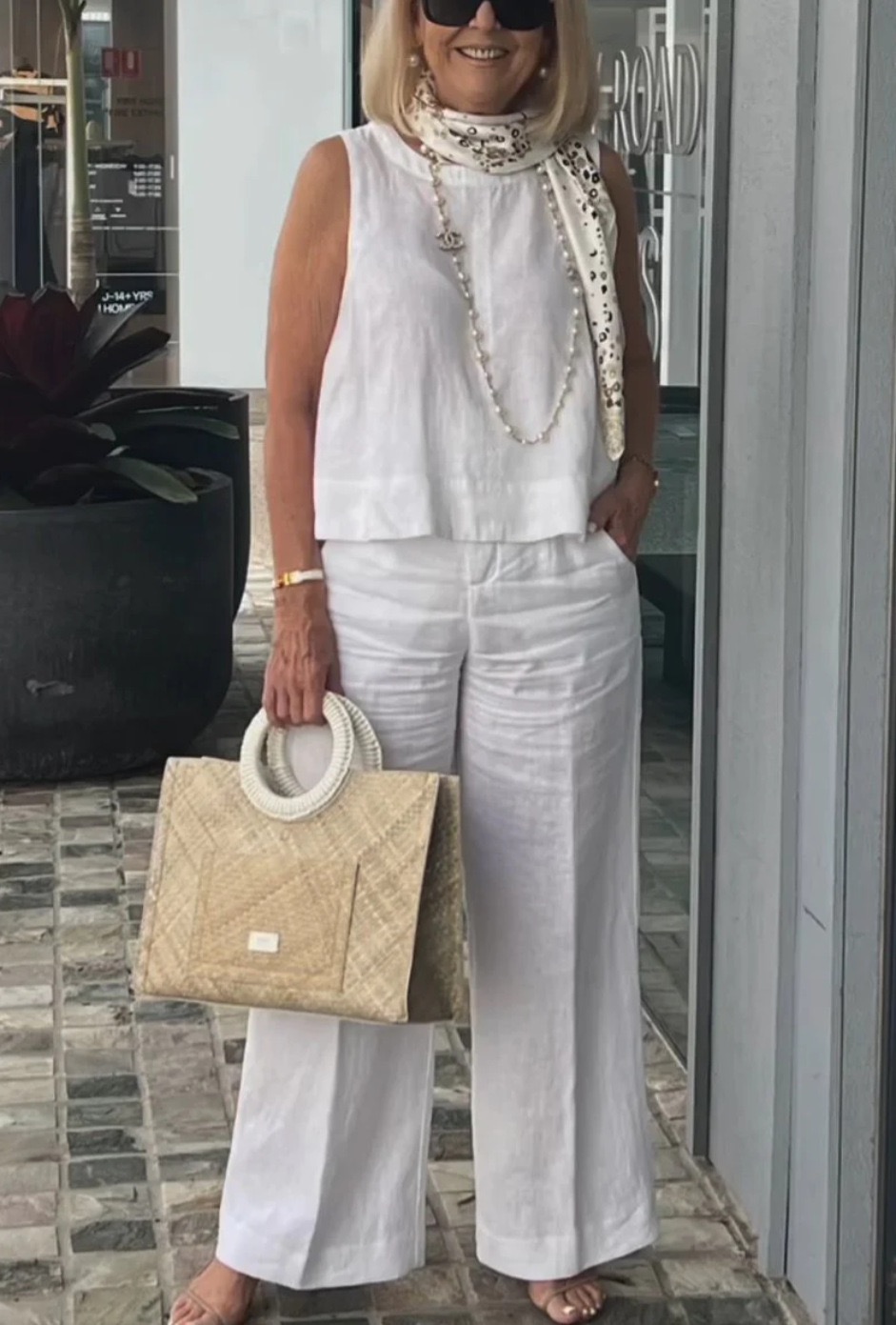 Women's Cotton & Linen Casual Button Suit