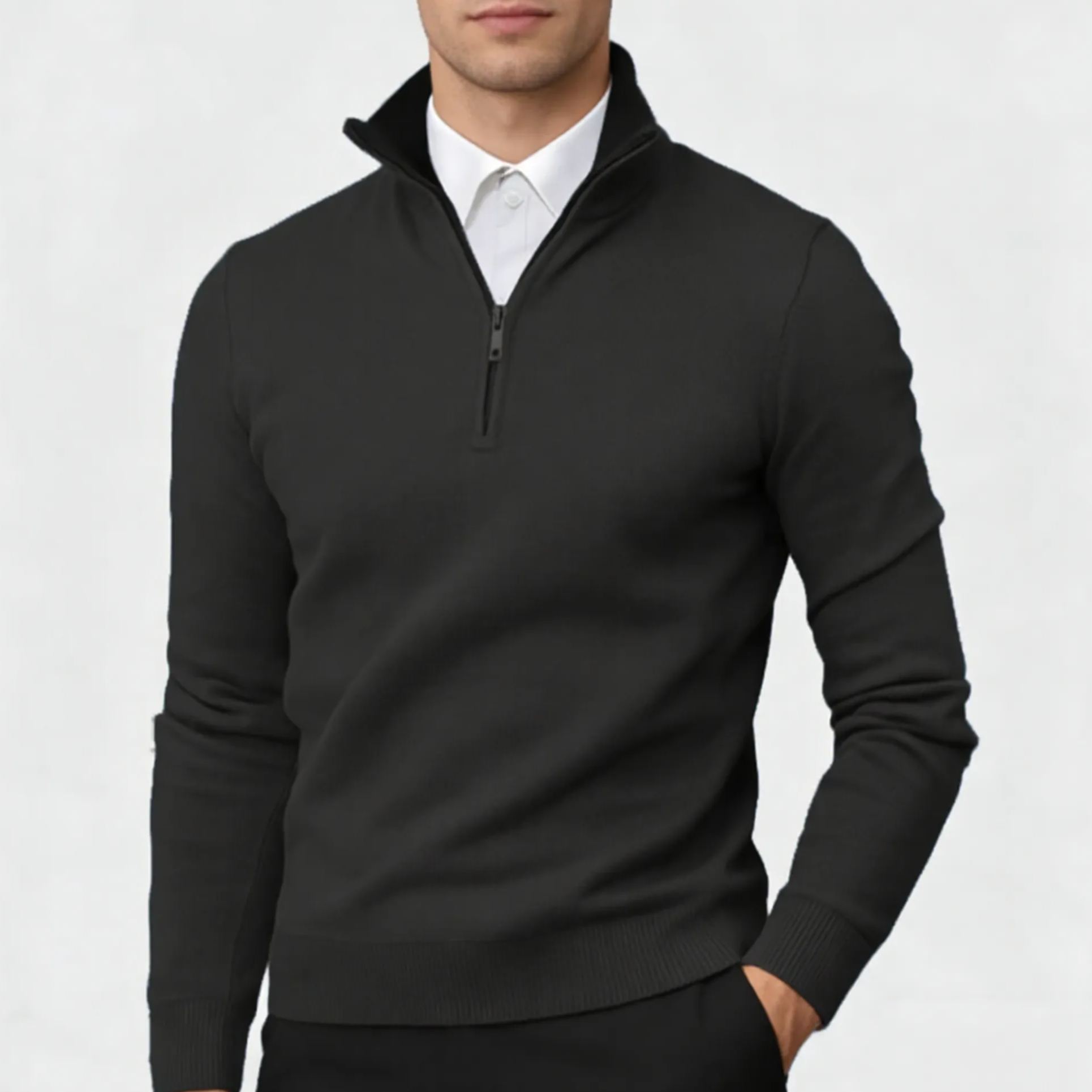 Gentleman's Business Three-Quarter Zip Sweater