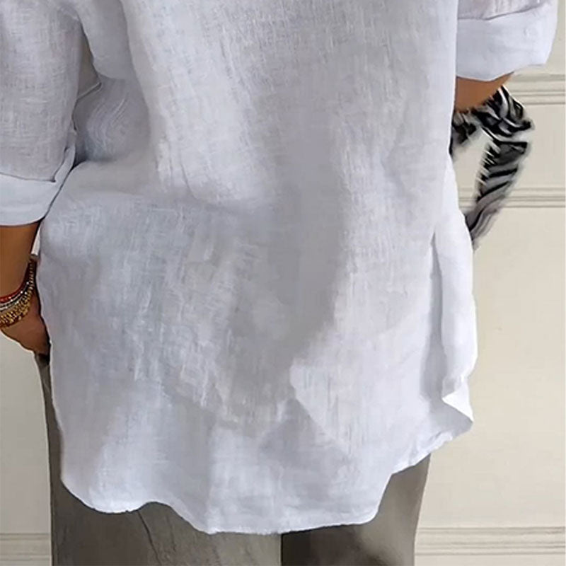 Women's Linen-Cotton V-Neck Comfortable Top