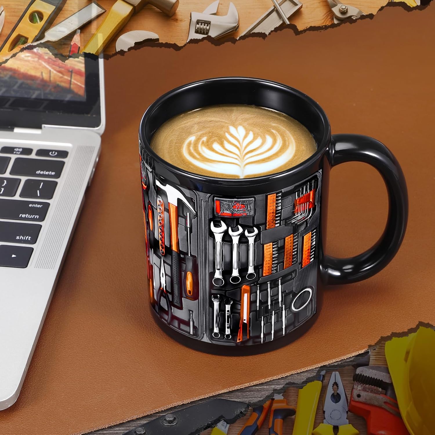 ☕3D чаша в стил механична кутия с инструменти