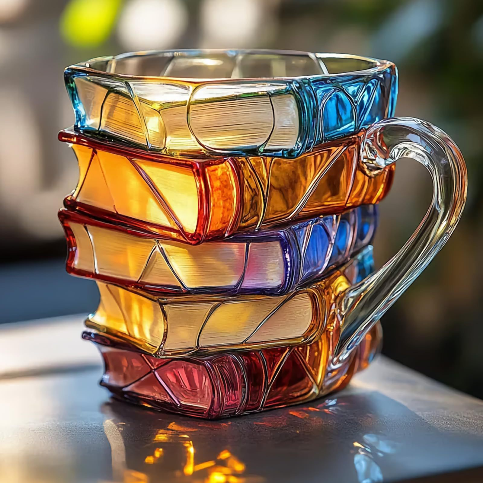 3D Painted Book Mug for Hot or Cold Brews Unique Design Library Coffee Mug