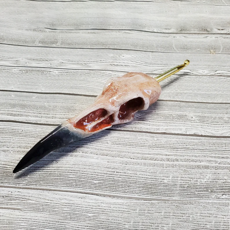 Crow Skull Crochet Hook