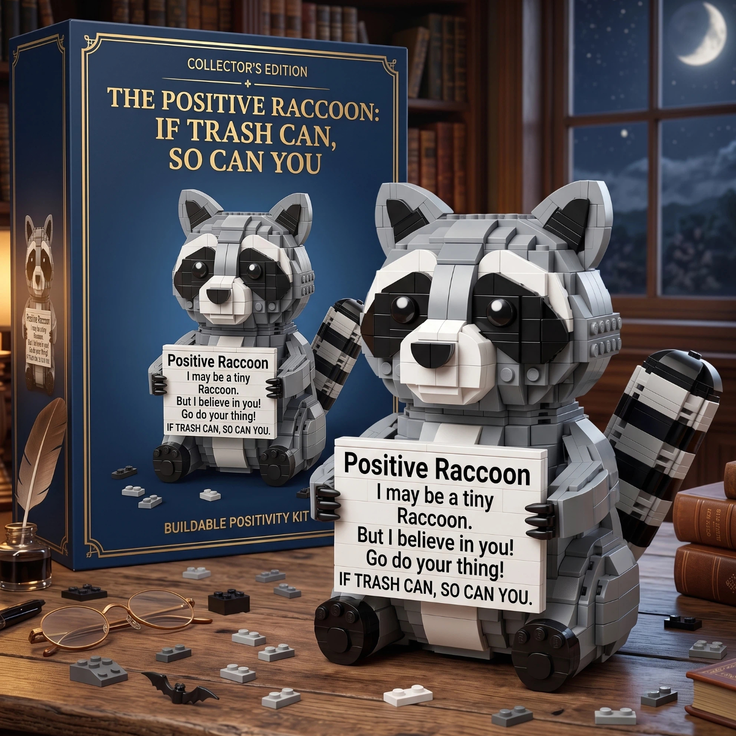 "If Trash Can, So Can You" Positive Raccoon Building Kit
