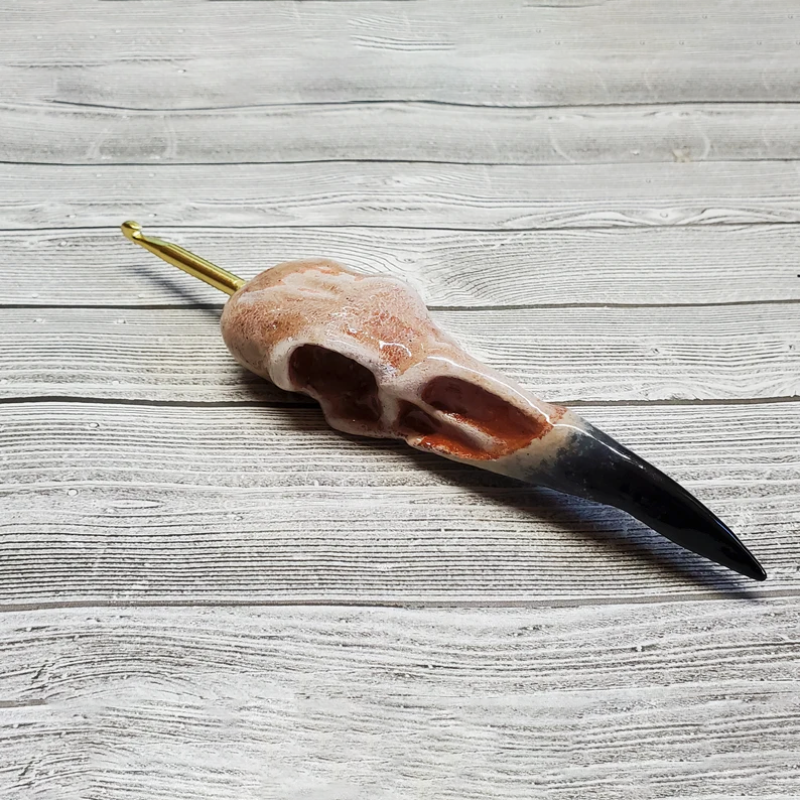 Crow Skull Crochet Hook