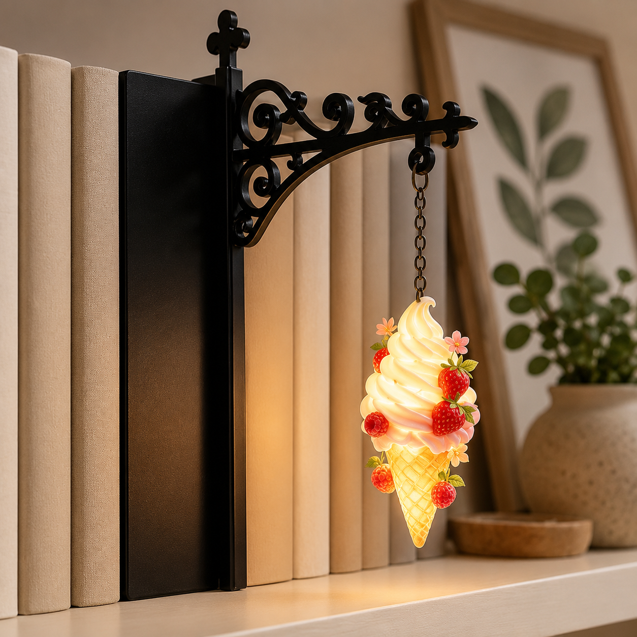 Summer Sundae Swirl Hanging Bookcase Lamp