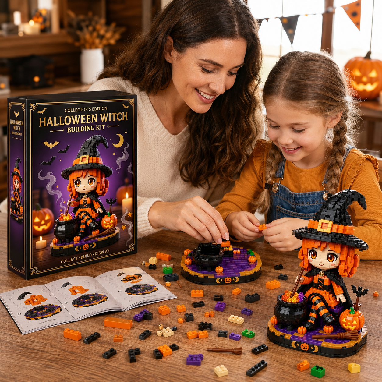 Enchanting Kawaii Halloween Witch & Magic Cauldron Building Kit