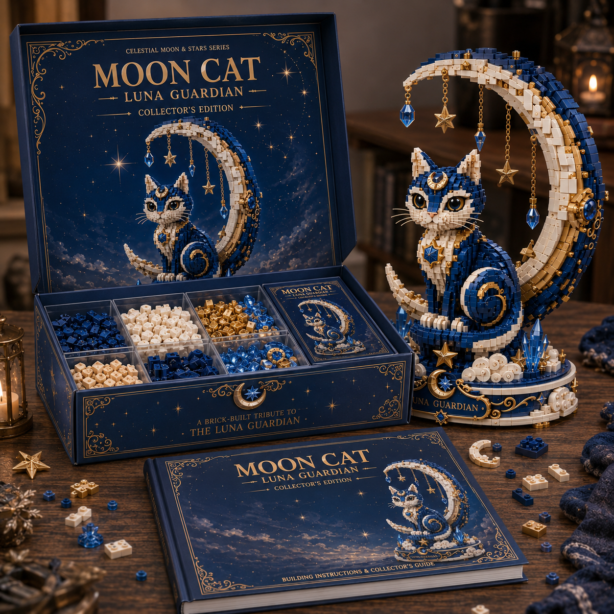 Celestial Moon Cat Guardian Building Blocks Kit