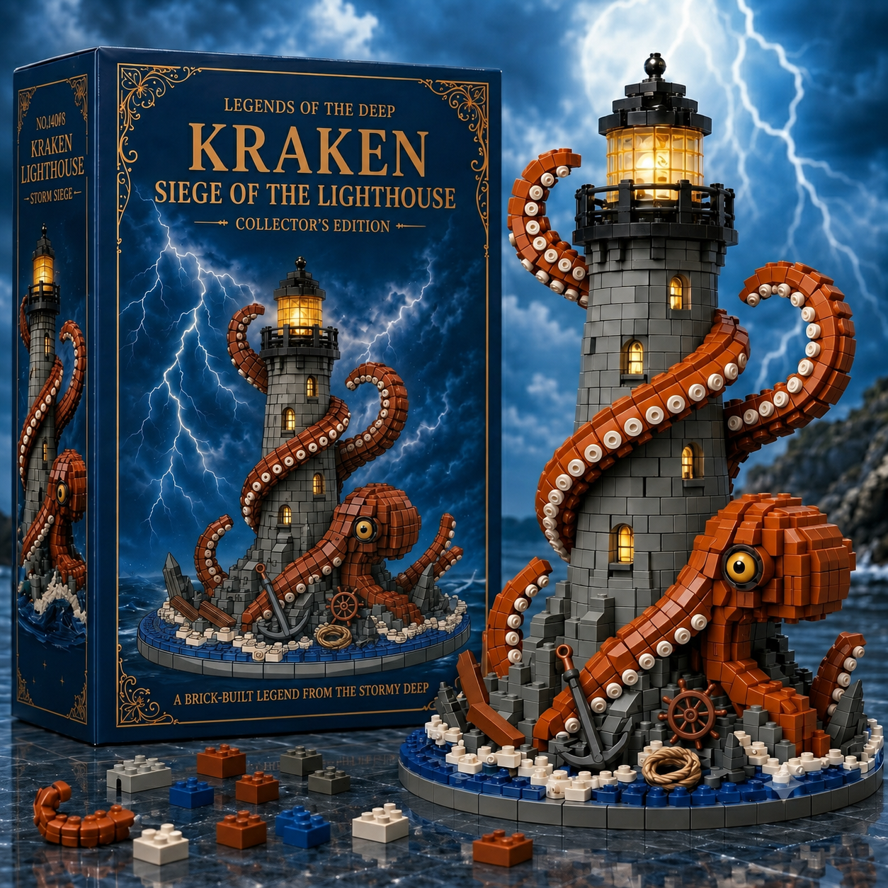 Kraken Siege Lighthouse Collector's Edition Building Kit