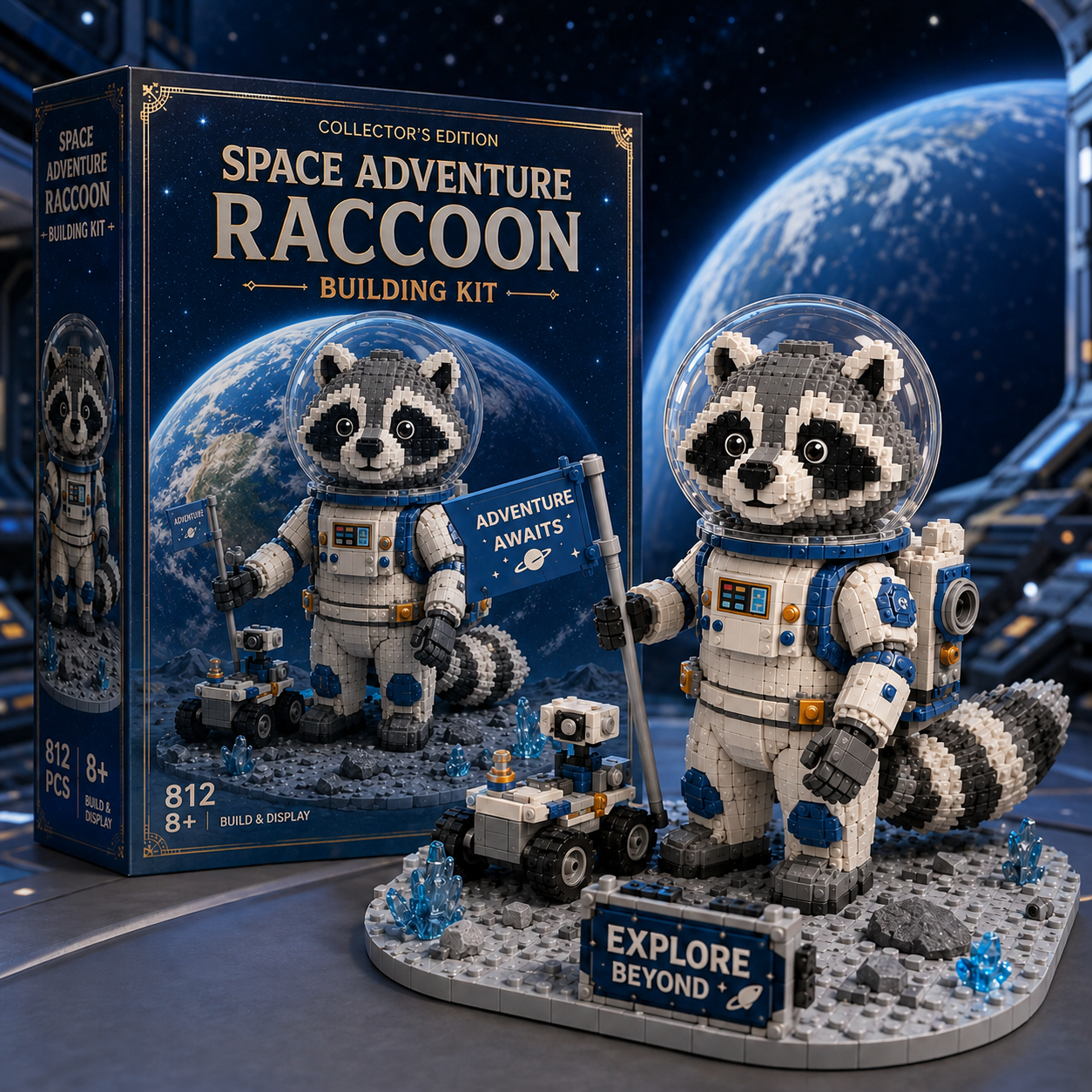 Space Adventure Raccoon Astronaut Building Kit
