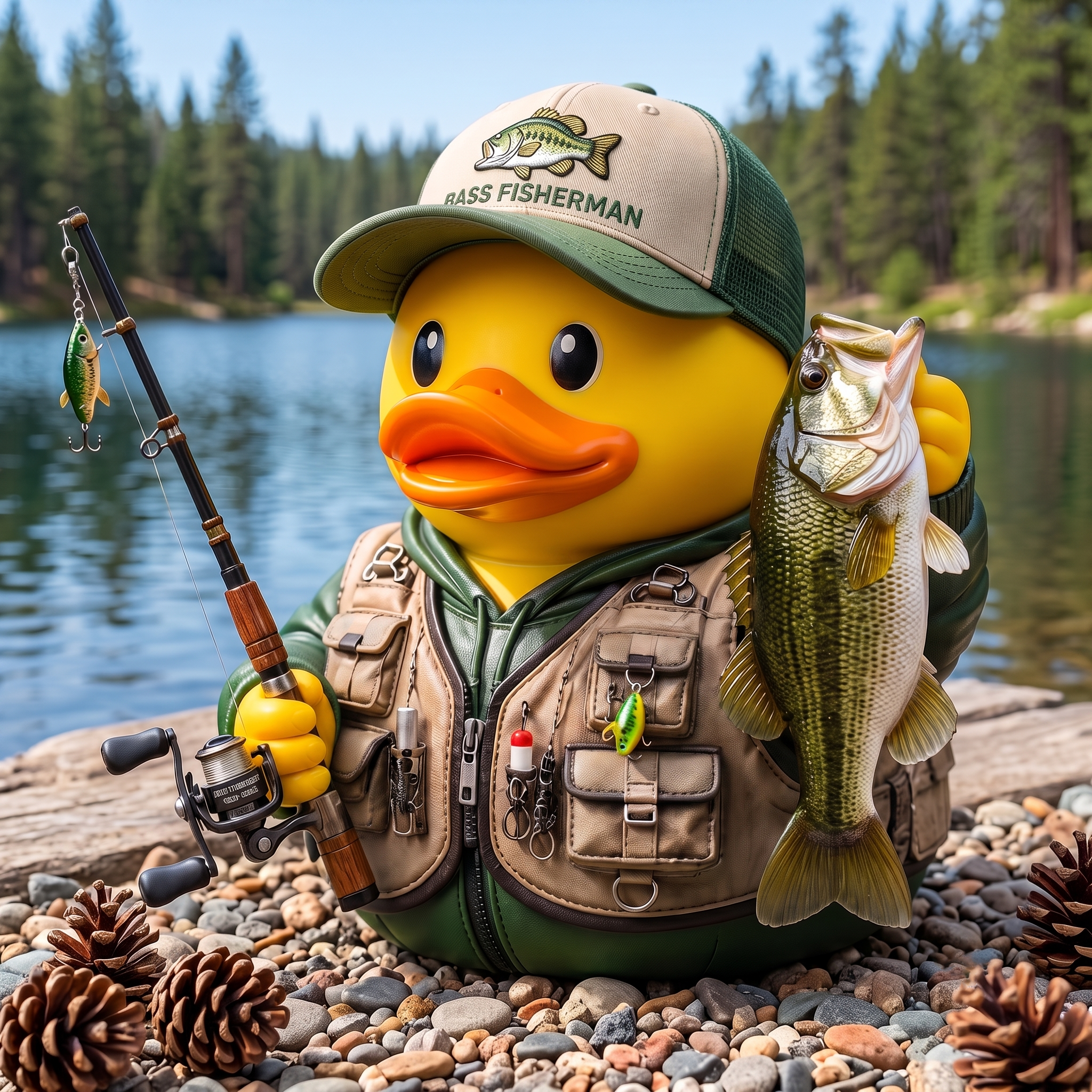 Ultimate Bass Fisherman Duck Figure