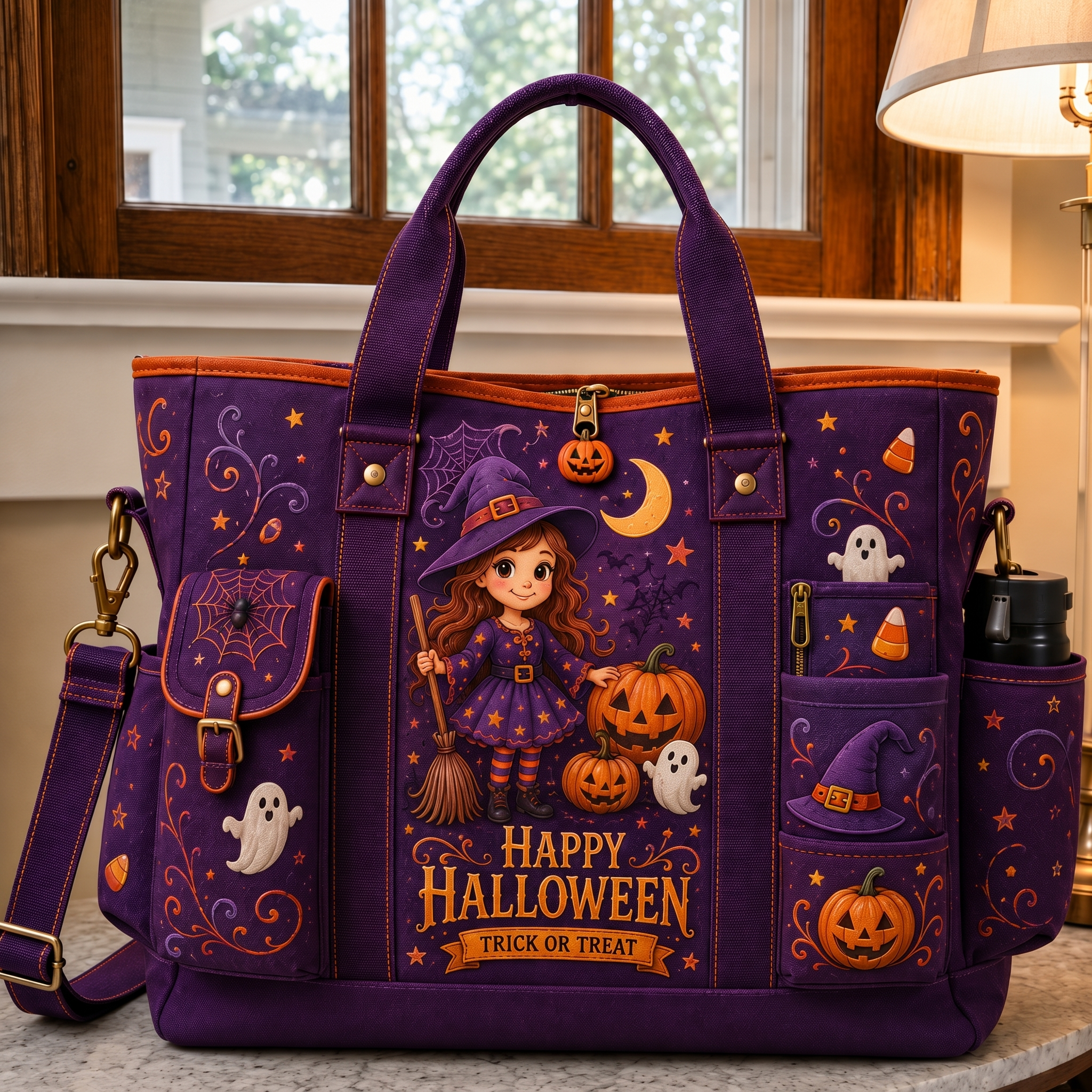 "Trick or Treat" Halloween Witch Multi-Functional Outdoor Utility Tote