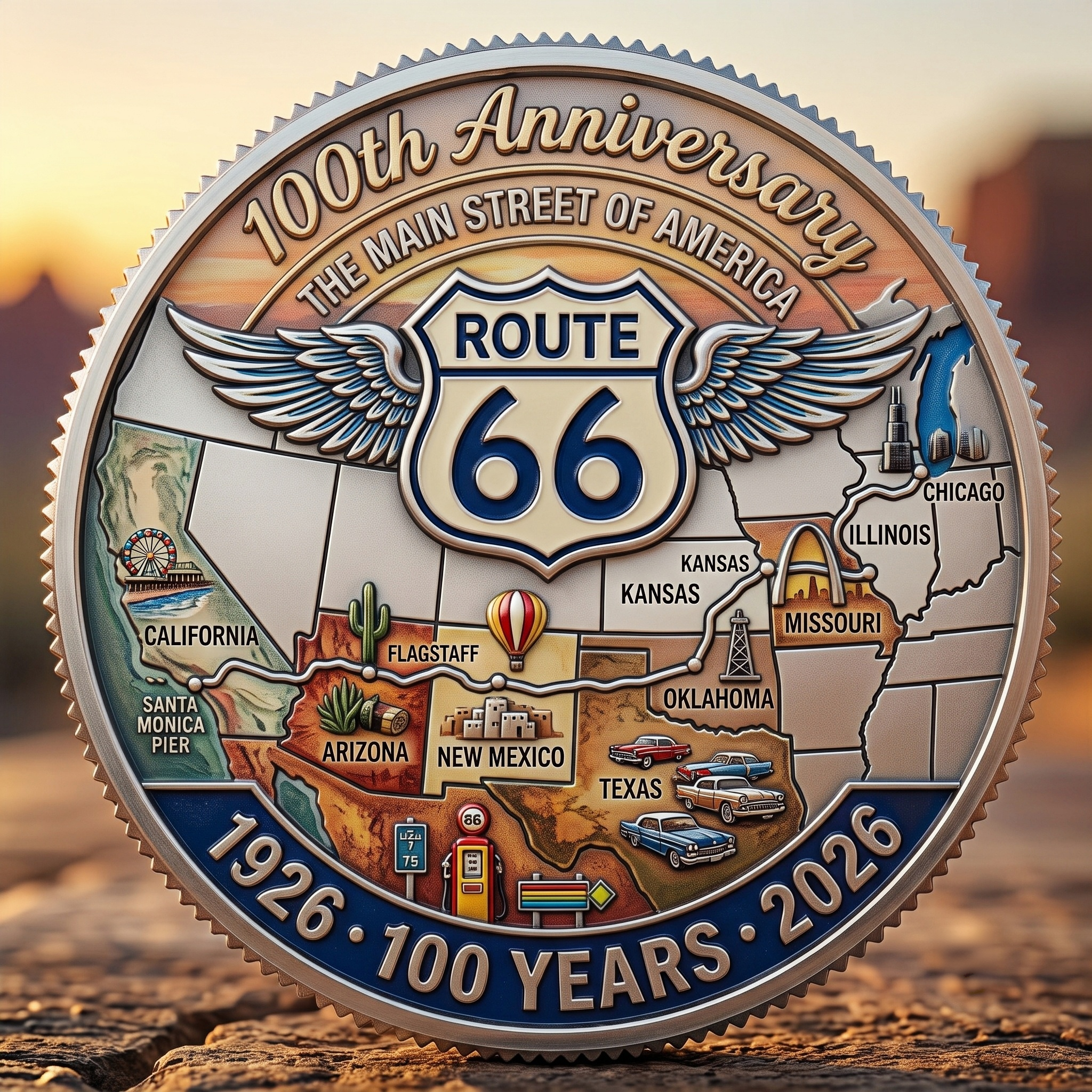 Route 66 100th Anniversary Commemorative Coin (1926-2026)
