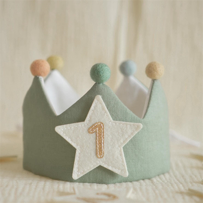 Number and Star Custom Linen Crown for Kids