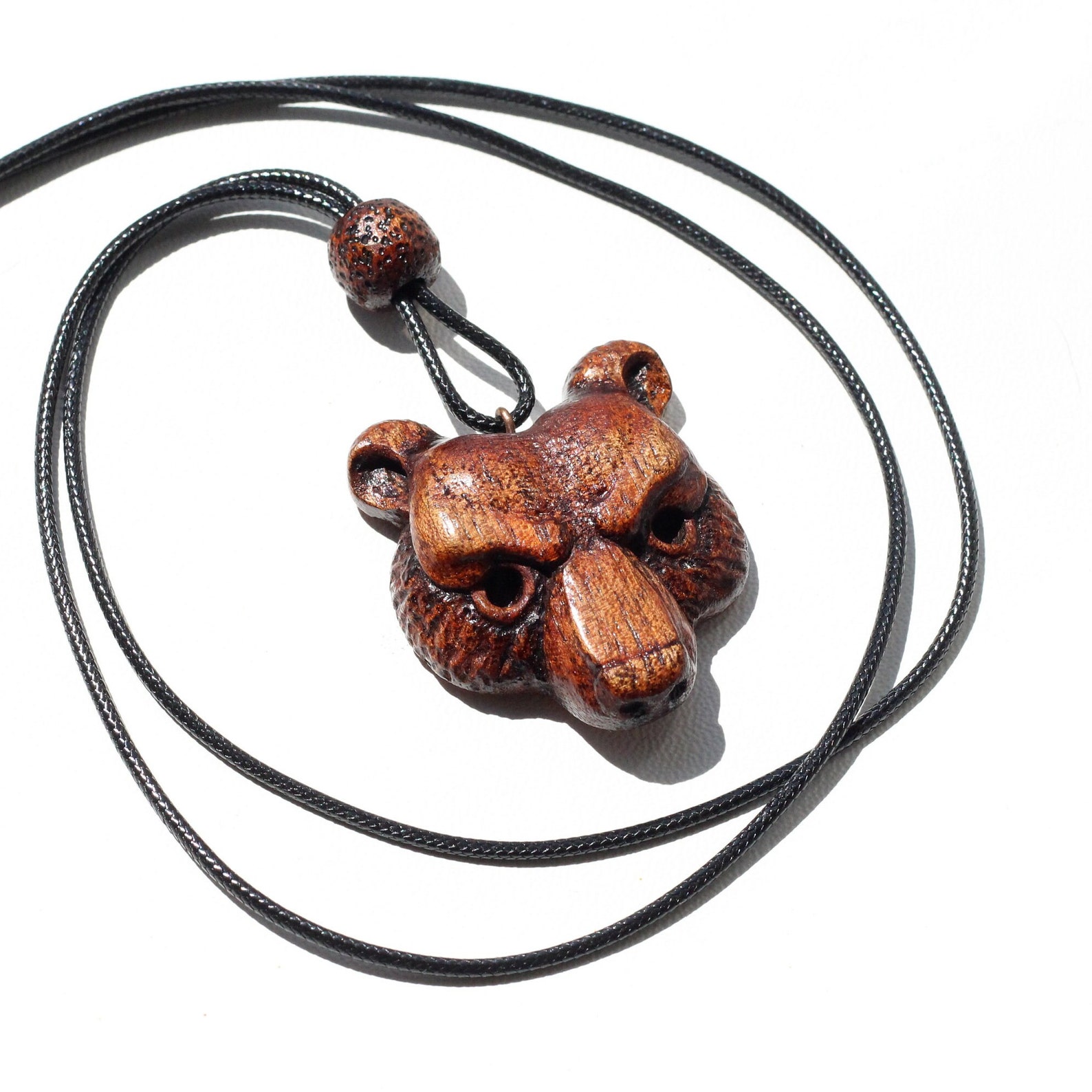 Wooden bear head pendant