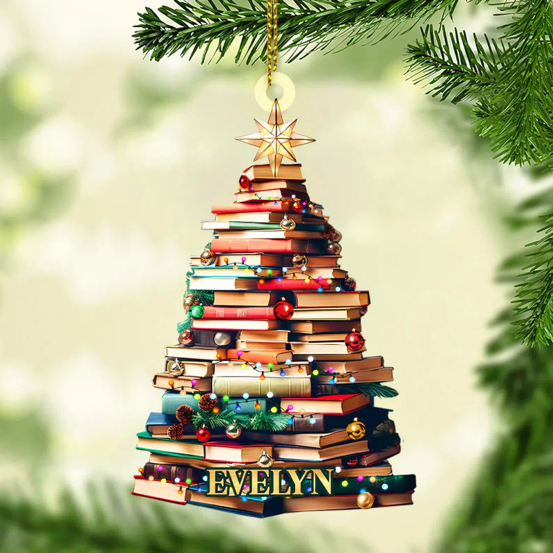 Personalized Christmas Book Tree Name Ornament