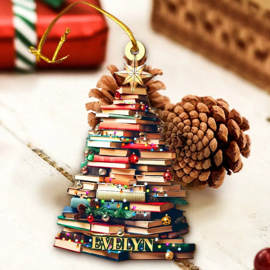 Personalized Christmas Book Tree Name Ornament