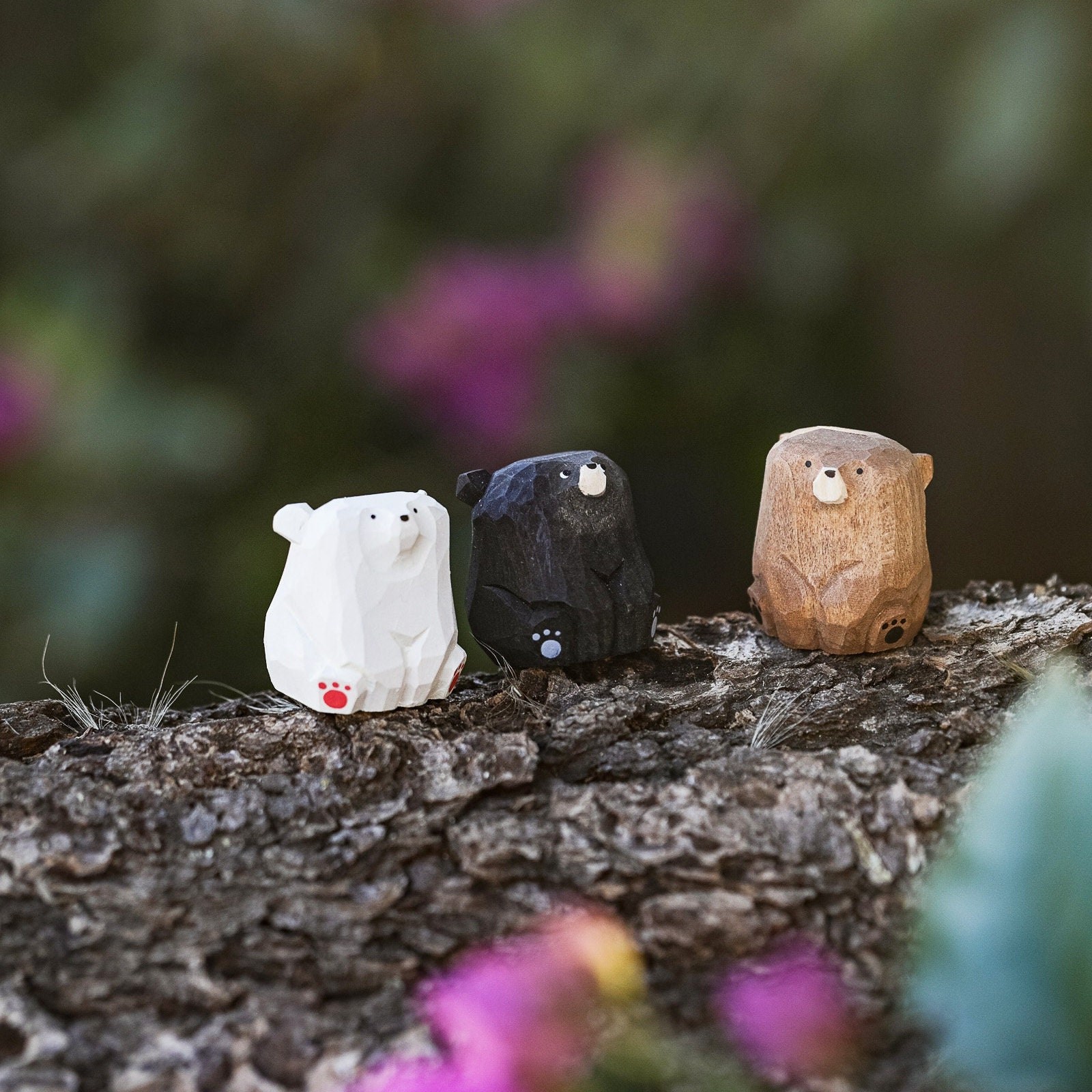 Miniature Wood Bears Hand Carved
