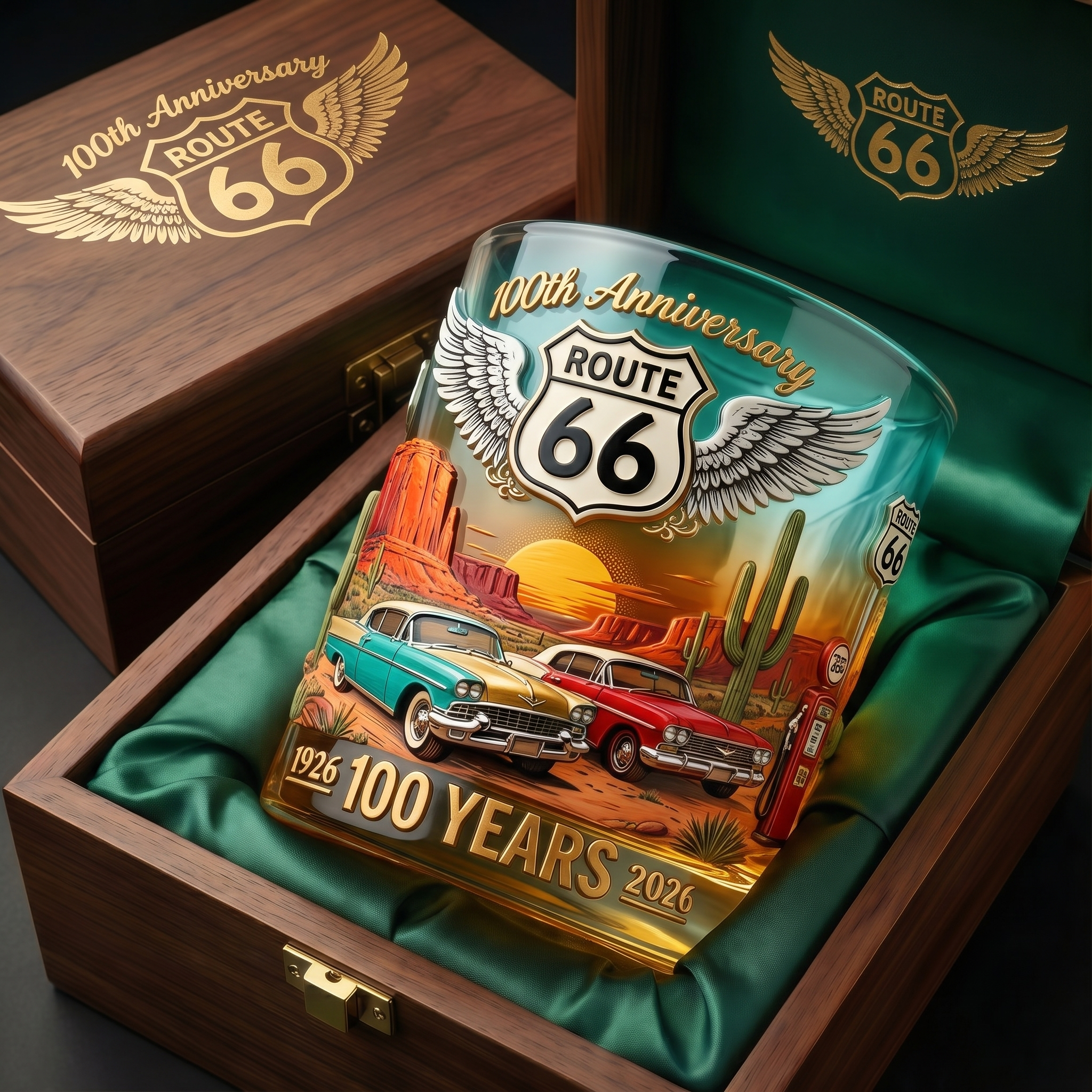 Route 66 100th Anniversary Commemorative Whiskey Glass (1926-2026)