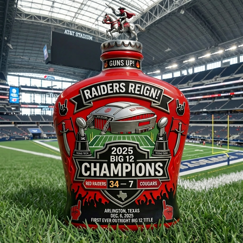 2025 Texas Tech Red Raiders Big 12 Champions Whiskey Decanter