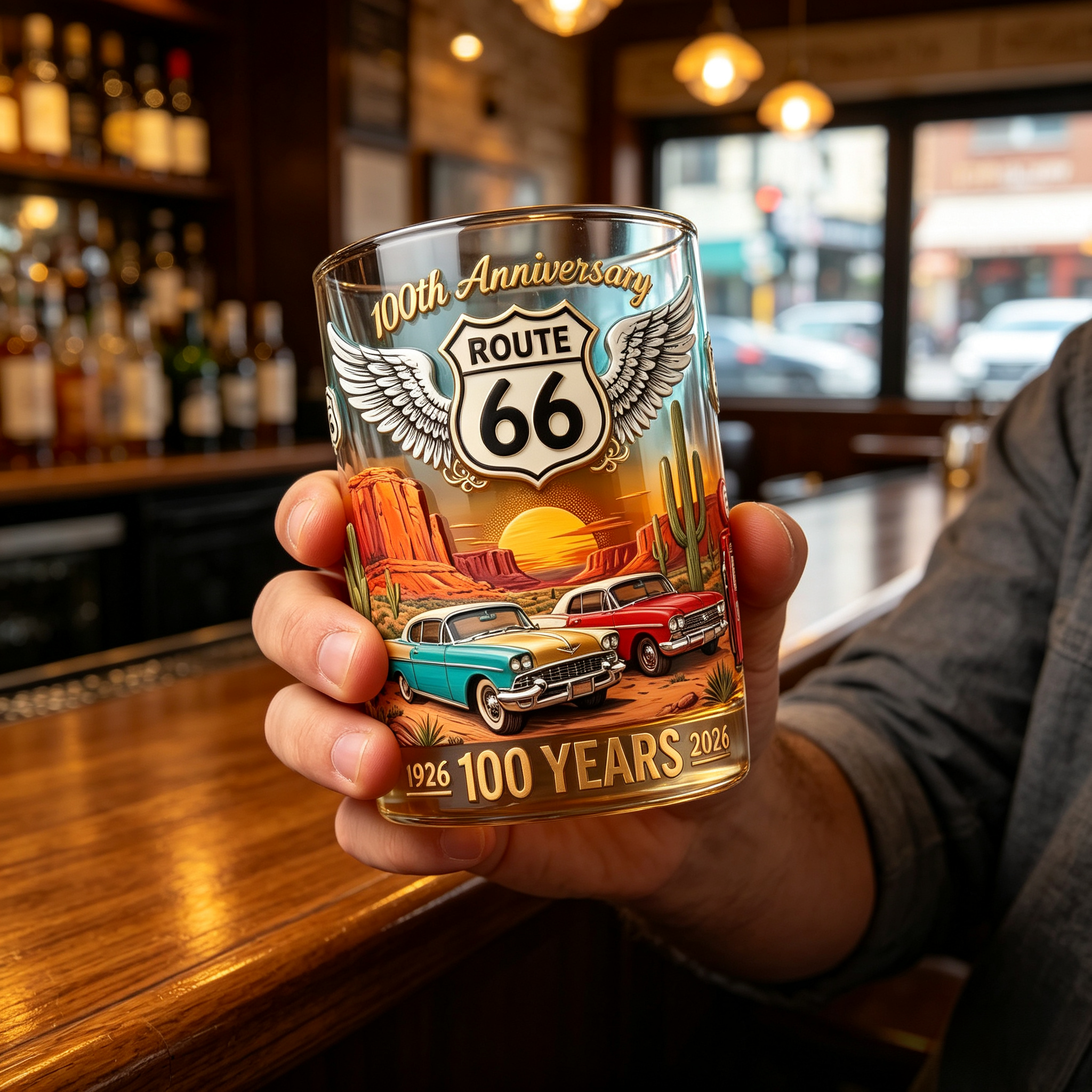 Route 66 100th Anniversary Commemorative Whiskey Glass (1926-2026)