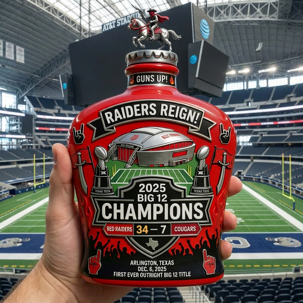 2025 Texas Tech Red Raiders Big 12 Champions Whiskey Decanter
