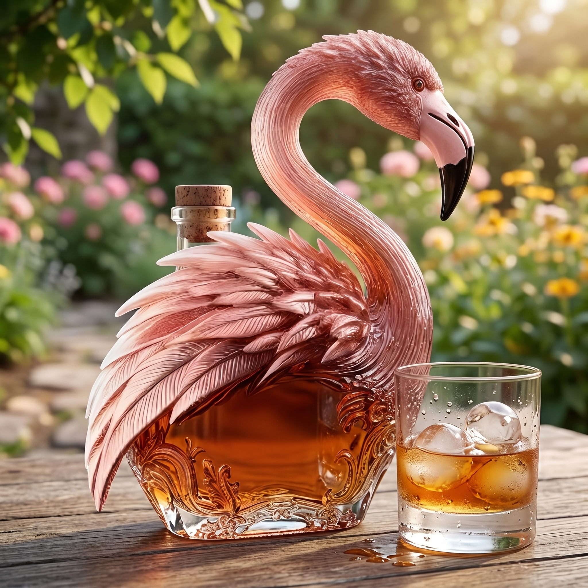 Flamingo Crystal Collector Whiskey Bottle